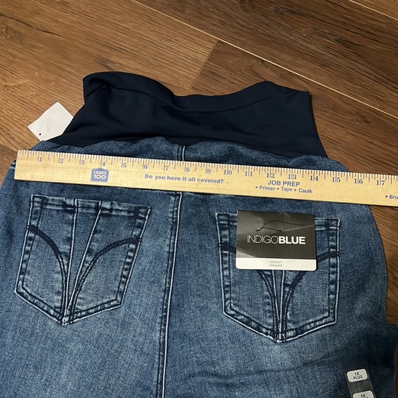 NWT Indigo Blue Denim Skinny Moulant Maternity Jeans Size 1X Plus - Picture 7 of 15